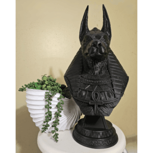 17″ 3D Printed Anubis Bust – Black Egyptian Jackal God Statue
